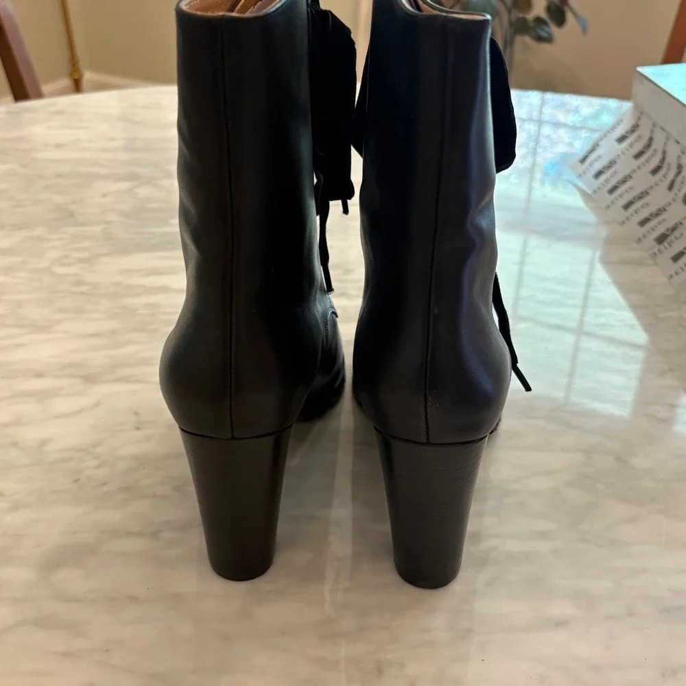 Anthropologie‎ Matiko Emma Lace-Up Lug Sole Block Heel Boot Black 39 NIB